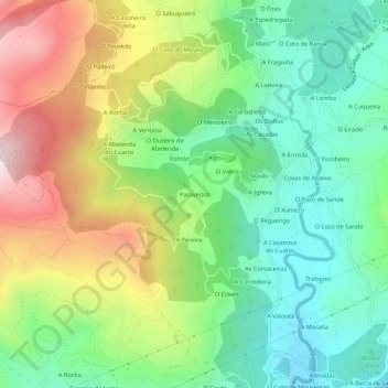 Mappa topografica Paravedra, altitudine, rilievo