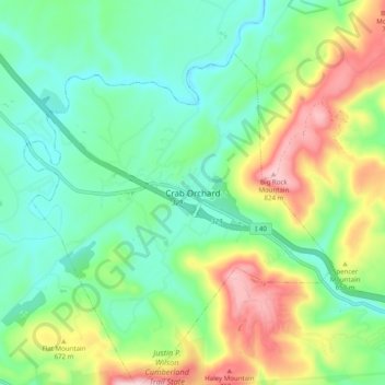 Mappa topografica Crab Orchard, altitudine, rilievo