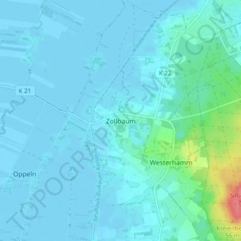 Mappa topografica Zollbaum, altitudine, rilievo
