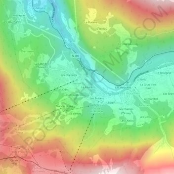 Mappa topografica Le Fouilly, altitudine, rilievo
