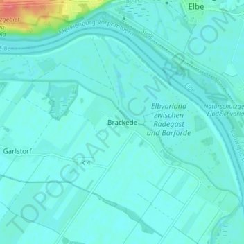 Mappa topografica Brackede, altitudine, rilievo