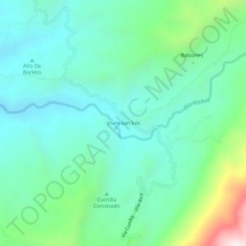 Mappa topografica cruce san luis, altitudine, rilievo