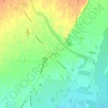 Mappa topografica Provesano, altitudine, rilievo