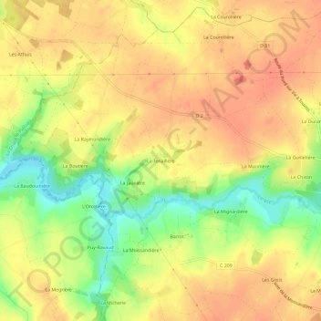 Mappa topografica La Tenaillère, altitudine, rilievo