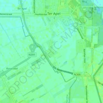 Mappa topografica De Maten, altitudine, rilievo