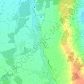 Mappa topografica Kadeltshofen, altitudine, rilievo