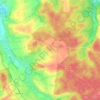Mappa topografica Heggbach, altitudine, rilievo