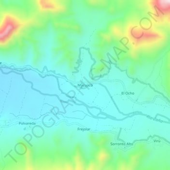 Mappa topografica Macuaco, altitudine, rilievo