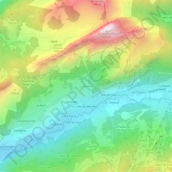 Mappa topografica La Ferrière, altitudine, rilievo