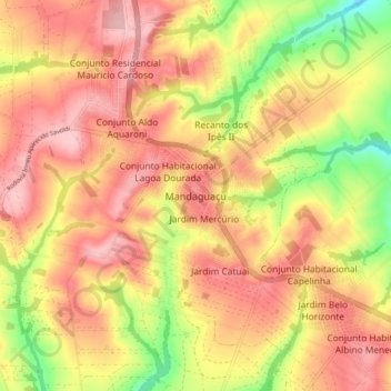 Mappa topografica Mandaguaçu, altitudine, rilievo