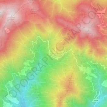 Mappa topografica Pontito, altitudine, rilievo