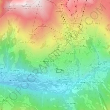 Mappa topografica Les Plautus, altitudine, rilievo