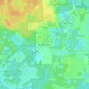 Mappa topografica Johnsons Corner, altitudine, rilievo