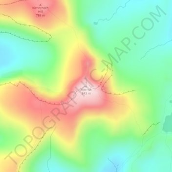 Mappa topografica Merrick, altitudine, rilievo