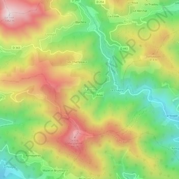 Mappa topografica La Roche, altitudine, rilievo