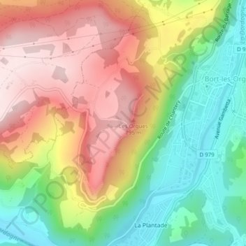 Mappa topografica Les Orgues, altitudine, rilievo