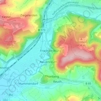 Mappa topografica Friedrichsburg, altitudine, rilievo