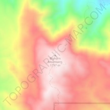 Mappa topografica Bighorn Mountains, altitudine, rilievo