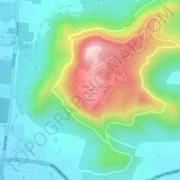 Mappa topografica Chamundi Hill, altitudine, rilievo