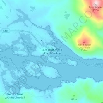 Mappa topografica Lochboisdale, altitudine, rilievo