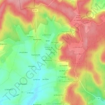 Mappa topografica Ronne, altitudine, rilievo
