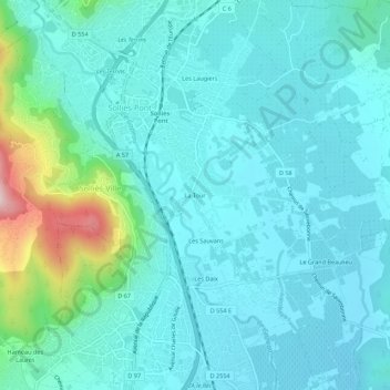 Mappa topografica La Tour, altitudine, rilievo