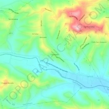 Mappa topografica Cavatassi, altitudine, rilievo