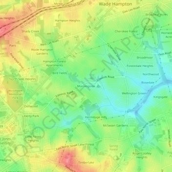 Mappa topografica Morningside, altitudine, rilievo