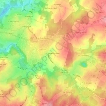 Mappa topografica Croix des Rameaux, altitudine, rilievo
