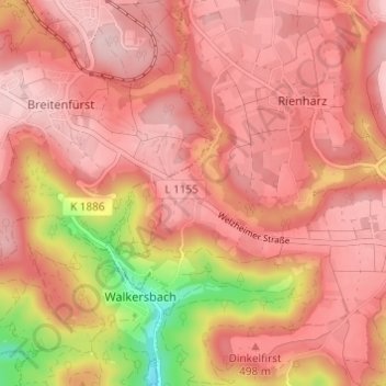 Mappa topografica Haghof, altitudine, rilievo