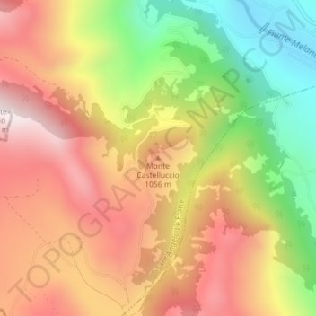 Mappa topografica Monte Castelluccio, altitudine, rilievo