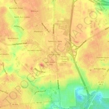 Mappa topografica Yellow Tavern, altitudine, rilievo