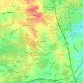 Mappa topografica Les Tourneurs, altitudine, rilievo