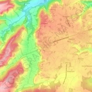 Mappa topografica Campiglia dei Foci, altitudine, rilievo