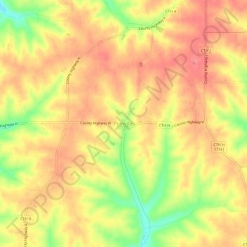 Mappa topografica Postville, altitudine, rilievo
