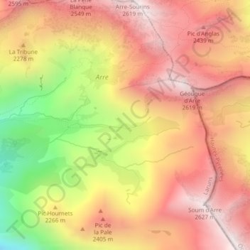 Mappa topografica Arre, altitudine, rilievo