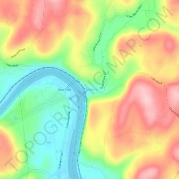 Mappa topografica Falls, altitudine, rilievo