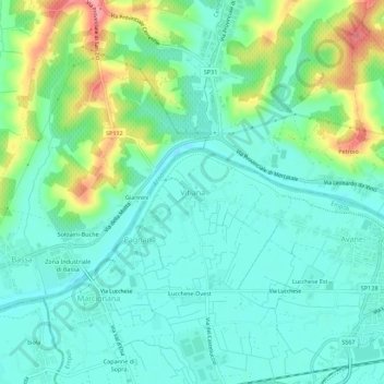 Mappa topografica Vitiana, altitudine, rilievo