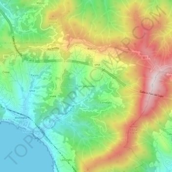 Mappa topografica San Saturnino, altitudine, rilievo
