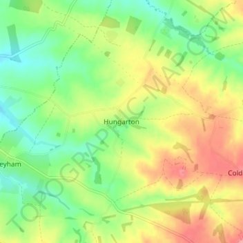 Mappa topografica Hungarton, altitudine, rilievo