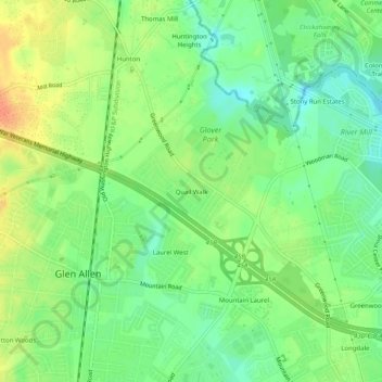 Mappa topografica Quail Walk, altitudine, rilievo