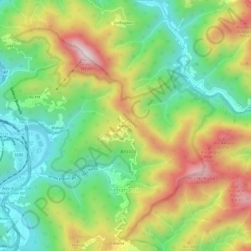 Mappa topografica Minceto, altitudine, rilievo