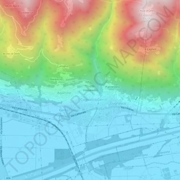 Mappa topografica Fontanedo, altitudine, rilievo