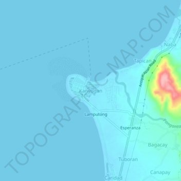 Mappa topografica Kanyogan, altitudine, rilievo