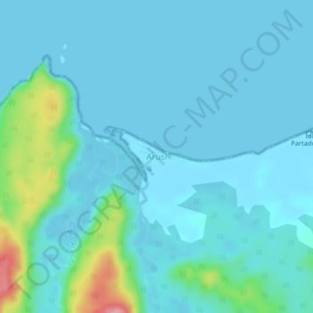 Mappa topografica Arusí, altitudine, rilievo
