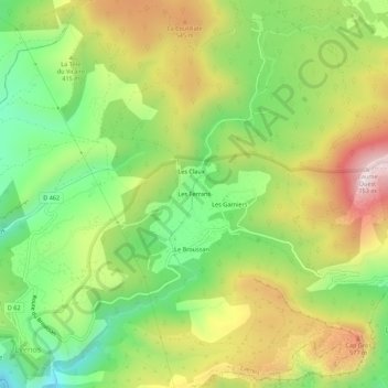 Mappa topografica Les Ferrans, altitudine, rilievo