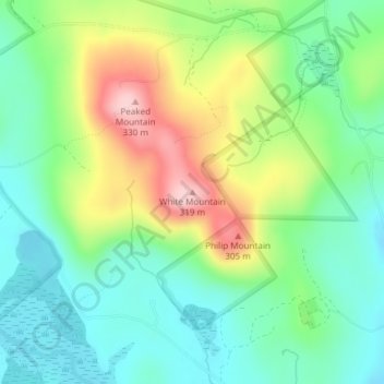 Mappa topografica White Mountain, altitudine, rilievo