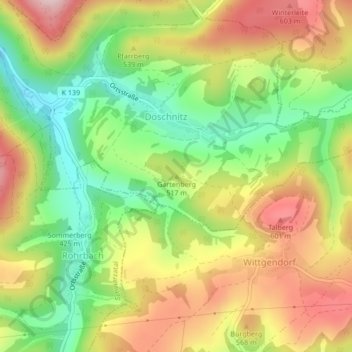 Mappa topografica Gartenberg, altitudine, rilievo