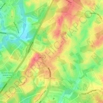 Mappa topografica Rock Creek Estates, altitudine, rilievo