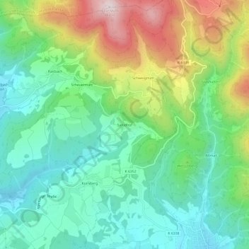 Mappa topografica Sattelhof, altitudine, rilievo